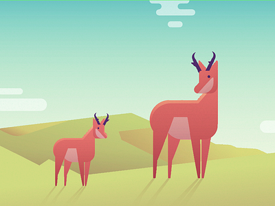 Pronghorn antelope gradient illustration pronghorn vector