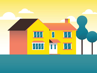 Afternoon House geometric gradient house illustration vector