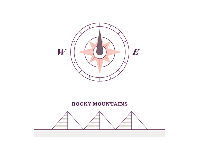 Compass Rose compass geometric illustration line style map minimal mountains vector