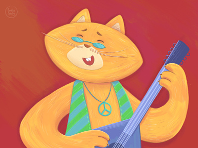The Hippie Cat art cat character characterdesign cute illustration illustrator kidlit mascot nft