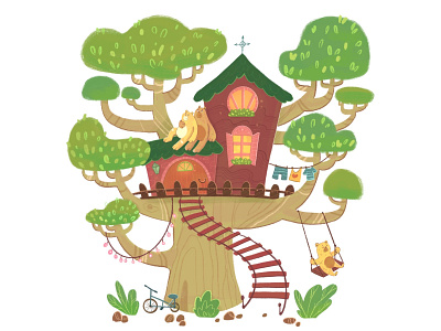 Treehouse animals art book children illustration illustrator kidlit kids story tree