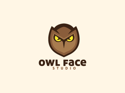 Owl Face Logo Template bird brown character face logo logo template mascot owl