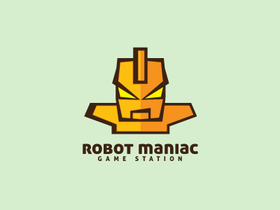 Robot Maniac Logo Template brand cartoon game identity illustration illustrative logo logo template machine mascot