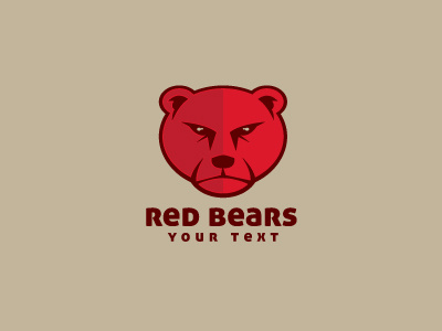 Red Bears Logo Template angry animal bear character face logo logo template mascot red