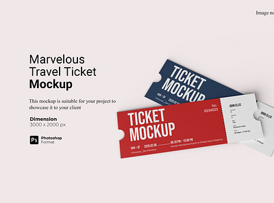 Marvelous Travel Ticket Mockup Template Cover 3d marketing
