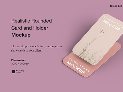 Realistic Rounded Card and Holder Mockup 3d key