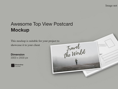 Awesome Top View Postcard Mockup 3d post