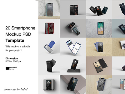 20 Smartphone Mockup PSD Template 3d branding cellular phone display graphic design handphone iphone iphone mockup mobile phone mockup mockup psd phone product mockup psd template realistic screen showcase smartphone smartphone mockup