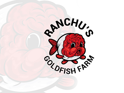 Ranchu Goldfish Cartoon Mascot Logo