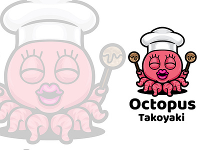 Octopus Takoyaki Mascot Logo