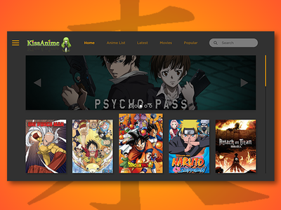 Anime Streaming Webpage ui ux web