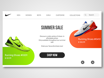 Nike Landing Page ui ux web