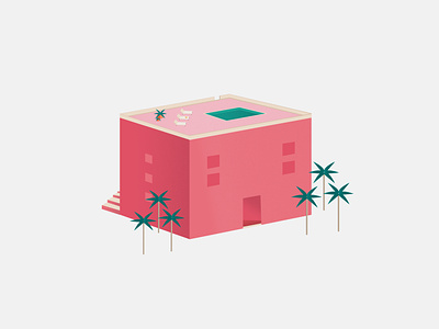 La vie en rose - House illustration 3d 3d illustration house house illustration illustration isometric isometric illustration miami beach palm trees pink vector