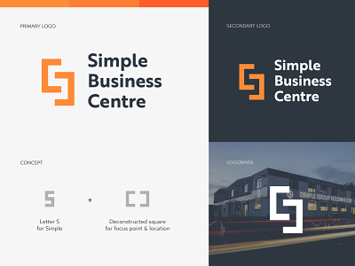 Simple Business Centre Logo branding branding design business centre corporate identity geometric geometrical logo logo design logomark minimalist logo orange