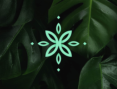 Flower logomark botanical branding flower geometric green icon leaf logo logo design logomark minimalist mint nature petals plant vector