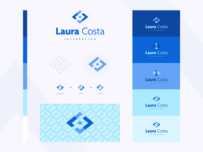 Laura Costa Interpreter blue branding communication fresh colour palette geometric grid interpreter languages letter c letter l logo logo design logomark minimalist minimalist logo