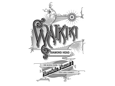 Waikiki (Sanborn Inspired) hawaii lettering sanborn vintage