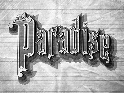 Paradise illustration lettering type typography vintage