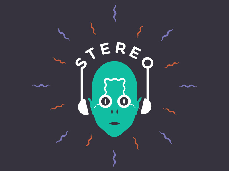 Stereo stereo music logo alien estereo pom-pom records ale falero