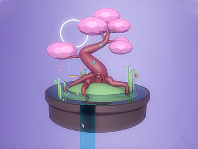 Floating bonsai, inspired by @beereckless art 3d art digitalart illustration