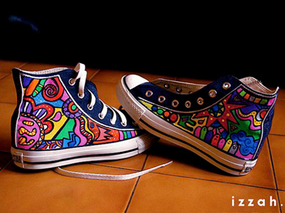 High on Shoes converse drawings hand painting shoe painting