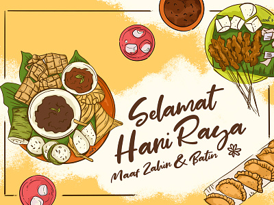 Makan-makan Raya brush design drawings eid illustrations raya