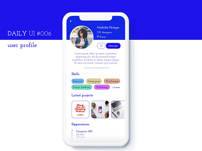 DAILY UI #006 | user profile app dailyui job profile skills ui design user