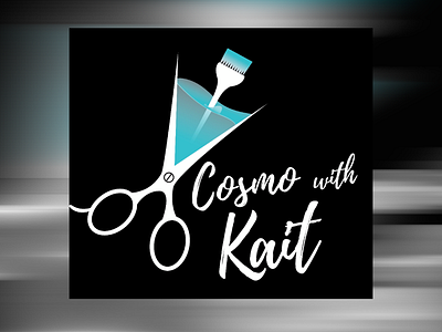 Cosmo with Kait black blue cosmetologist cosmetology cosmo hair hair stylist logo white