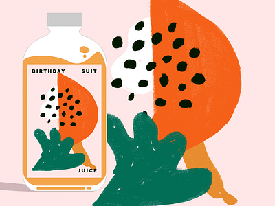 Birthday Suit Juice branding cold pressed juice concept illustration label