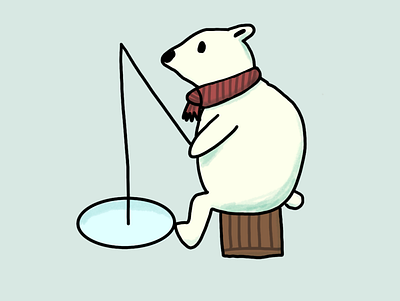 Fishing design fishing illustration challenge polar bear procreate scarf