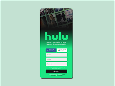 Hulu sign in daily 100 challenge dailyui signup ui