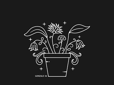 GardenTatoo art flowers flowers illustration garden illustration lineart minimalist plants tattoo tattoo art tattoo design