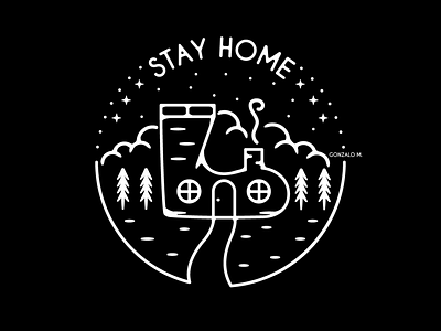 STAYHOME art boot home covid 19 design home design illustration lineart minimalist nature scene sketch stay home stay safe tattoo art tattoo design