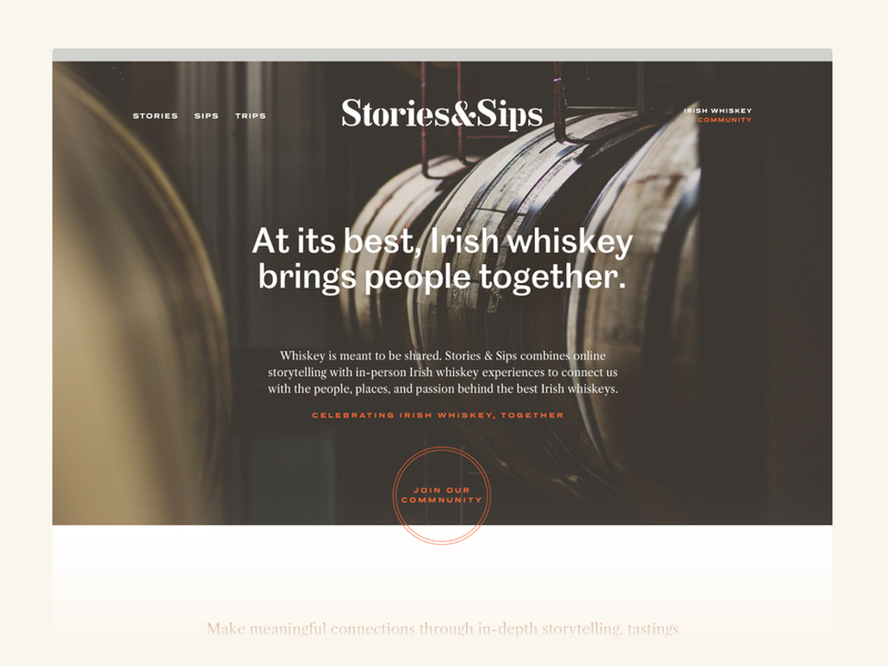 Stories and Sips - Unused Concept branding digital identity irish whiskey web design whiskey