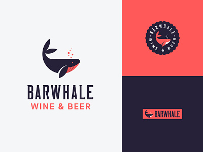BARWHALE amazing logo apps icon awesome logo beer beer logo brand design brand identity coffee logo flat logo icon logo logo design vodka logo whale whale logo