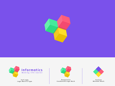 Informatics 3d logo awesome logo big data brand identity clean design clean logo cloud storage logo favicon flat logo icons identity design logo minimal logo minimalist logo