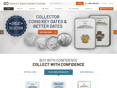Great Southern Coins design ui ux web