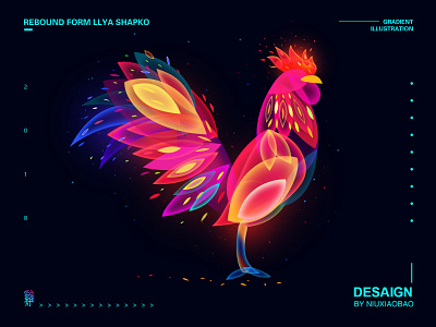 Beautiful cock design gradient illustration