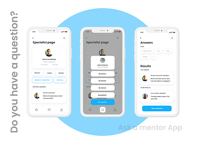 Ask a mentor App app design figma flat icon minimal typography ui ux