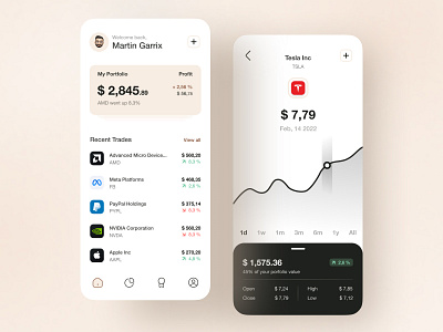Investment App android app design exchange finance finances financial fintech ios minimal mobile mobile app trading ui user experience user interface ux