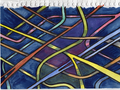 Interconnected II colored pencils watercolor watercolor art