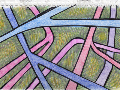 Interconnected III colored pencil watercolor watercolor art