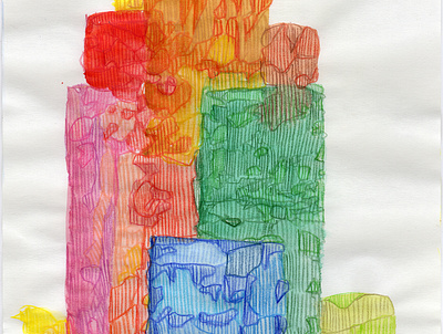 Towering flat shapes colored pencil watercolor watercolor art