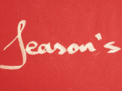 Season's... analog arsenal cream go media hand drawn holiday card red script textures type