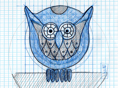 Owl tutorial: sketch design cuts educational geometrical grid paper owl pencil simple sketch tutorial