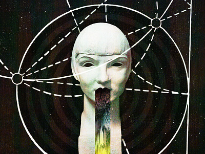 #collageretreat 073. 01/14/2021. collage art collage retreat diagram digital collage distorted type pixel sorting sbh surreal textured the shop typography weird woman bust