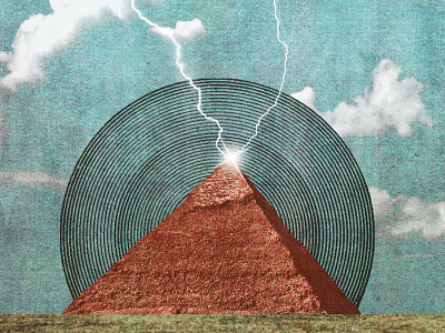 #collageretreat 090. 02/01/2021. collage collage art digital collage digital illustration distorted type giza illustration lightning pyramid sbh scanner type surreal textured the shop typography weird