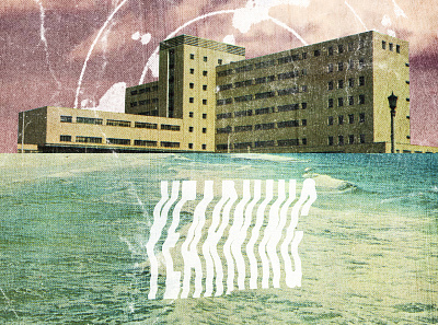 #collageretreat 111. 02/23/2021. architecture collage collage art collage retreat diagram digital collage digital illustration distorted type illustration ocean scanner type surreal textured typography weird