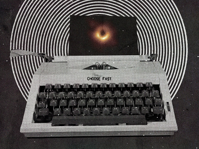 #collageretreat 153. 05/05/2021. black hole collage collage art collage retreat digital collage digital illustration illustration sbh scanner type surreal textured the shop typewriter typography weird