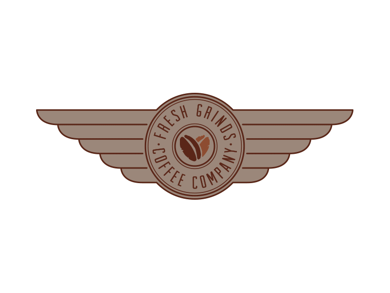 FreshGrinds rebranding - Colors arvil sans badge branding coffee type visual identity wings